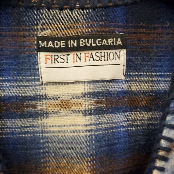 First In Fashion Collectible Blue Plaid Wool Vest Large - Picture 10 of 10